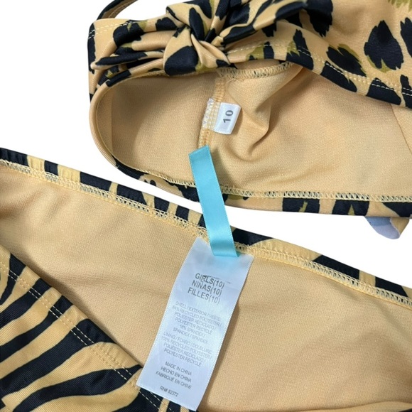 Breaking Waves Kids Swimwear Set in Black and Tan Animal Print - Picture 9 of 10